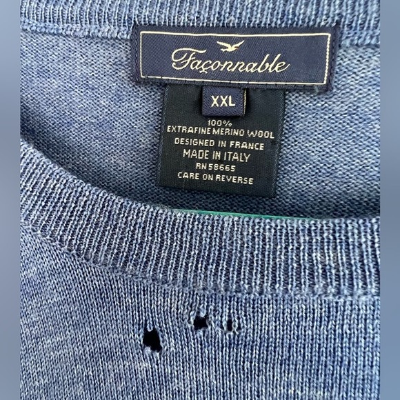 Faconnable Sweater Mens XXL Extrafine Merino Wool Made in Italy Soft - Picture 5 of 5